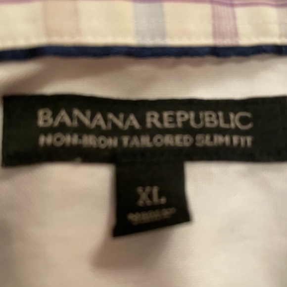 Banana Republic Men's Purple Plaid Shirt 16.5 34/35 - Picture 5 of 7